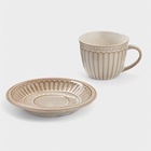 Чайная пара Доляна «Винтаж», 250 мл, блюдце d=15 см, керамика, бежевая - Фото 4