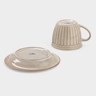 Чайная пара Доляна «Винтаж», 250 мл, блюдце d=15 см, керамика, бежевая - Фото 5