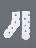 Ноские женские с рисунком, белые «Ёлочки» (комплект 2 шт) - фото 32815059