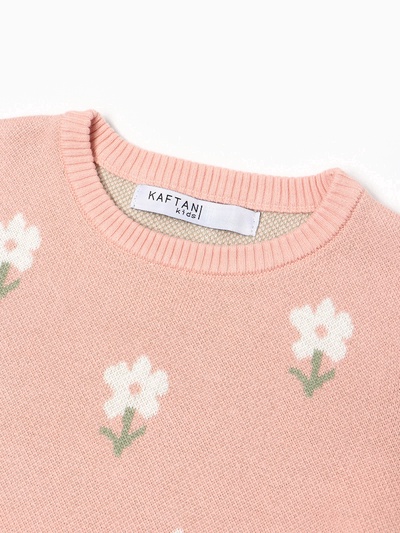 Джемпер для девочки KAFTAN: Flowers, бежевый, размер 30 (98-104 см)