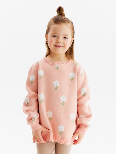 Джемпер для девочки KAFTAN: Flowers, бежевый, размер 30 (98-104 см)