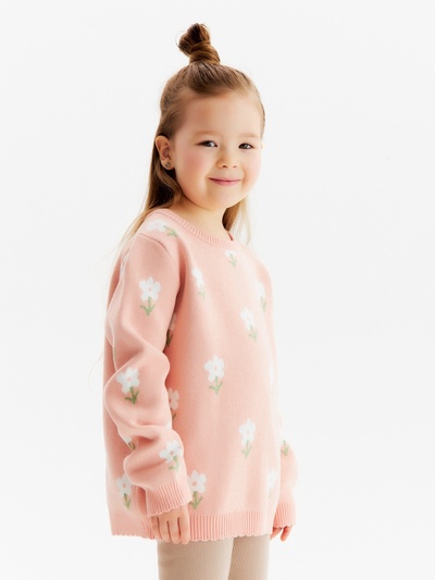 Джемпер для девочки KAFTAN: Flowers, бежевый, размер 30 (98-104 см)