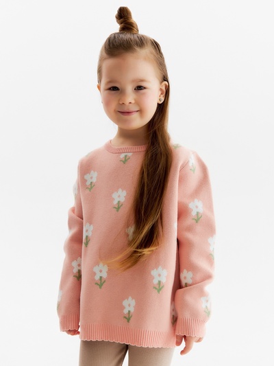 Джемпер для девочки KAFTAN: Flowers, бежевый, размер 30 (98-104 см)