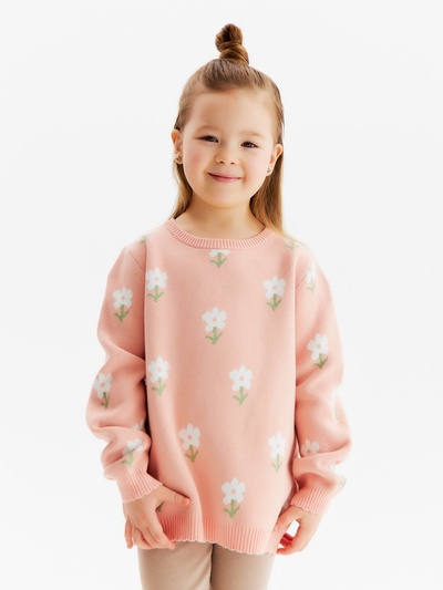 Джемпер детский KAFTAN Flowers, размер 34 (122-128 см)