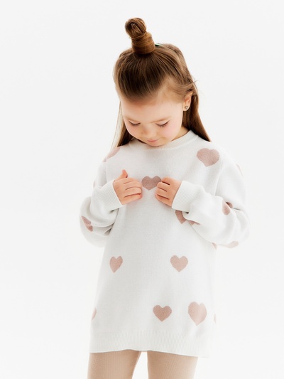 Джемпер для девочки KAFTAN: Love, белый, размер 30 (98-104 см)