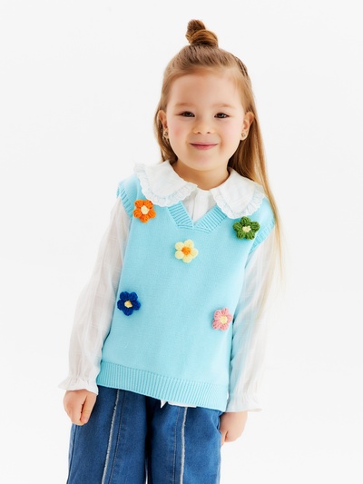 Жилет для девочки KAFTAN «Ромашки», размер 30 (98-104 см), голубой