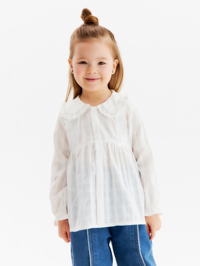 Рубашка для девочки KAFTAN, полупрозрачная, белая, размер 30 (98-104 см)