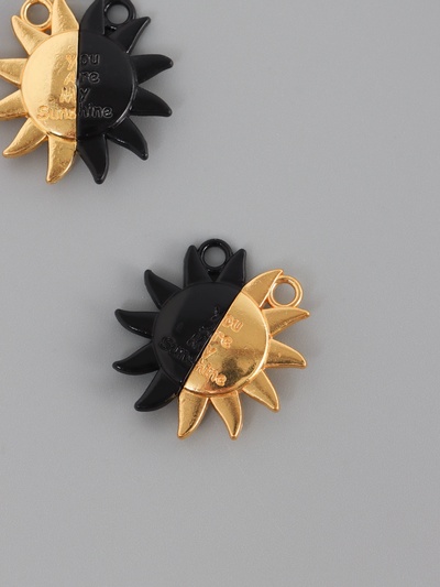 Замок магнитный металл «Солнце», набор 2 шт., чёрно-золотой, 2.7×2.6 см