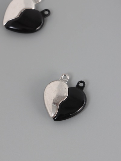 Замок магнитный металл «Вторая половинка, сердце», набор 2 шт., чёрно-серебряный, 2.6×2.2 см