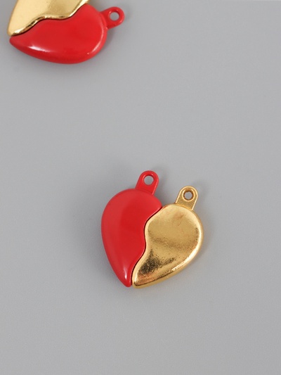 Замок магнитный металл «Вторая половинка, сердце», набор 2 шт., красно-золотой, 2.6×2.2 см