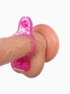 Виброкольцо эрекционное с клиторальной стимуляцией, гелевый силикон, d=2 см, розовый - Фото 2