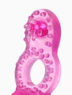 Виброкольцо эрекционное с клиторальной стимуляцией, гелевый силикон, d=2 см, розовый - Фото 3