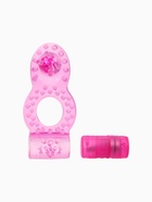 Виброкольцо эрекционное с клиторальной стимуляцией, гелевый силикон, d=2 см, розовый - Фото 4