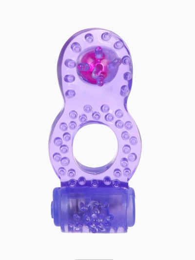 Виброкольцо эрекционное с клиторальной стимуляцией, гелевый силикон, d=2 см, сиреневый