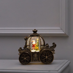 УЦЕНКА Светодиодная фигура «Карета с Дедом Морозом», 20×18.5×11 см, пластик, батарейки ААх3 (не в комплекте), USB, свечение тёплое белое