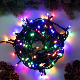 УЦЕНКА Гирлянда «Нить», 10 м, IP65, УМС, тёмная каучуковая нить, 100 LED, свечение мульти, 220 В
