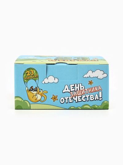 Подарочная коробка, упаковка «23 февраля», кот, 15×15×7 см