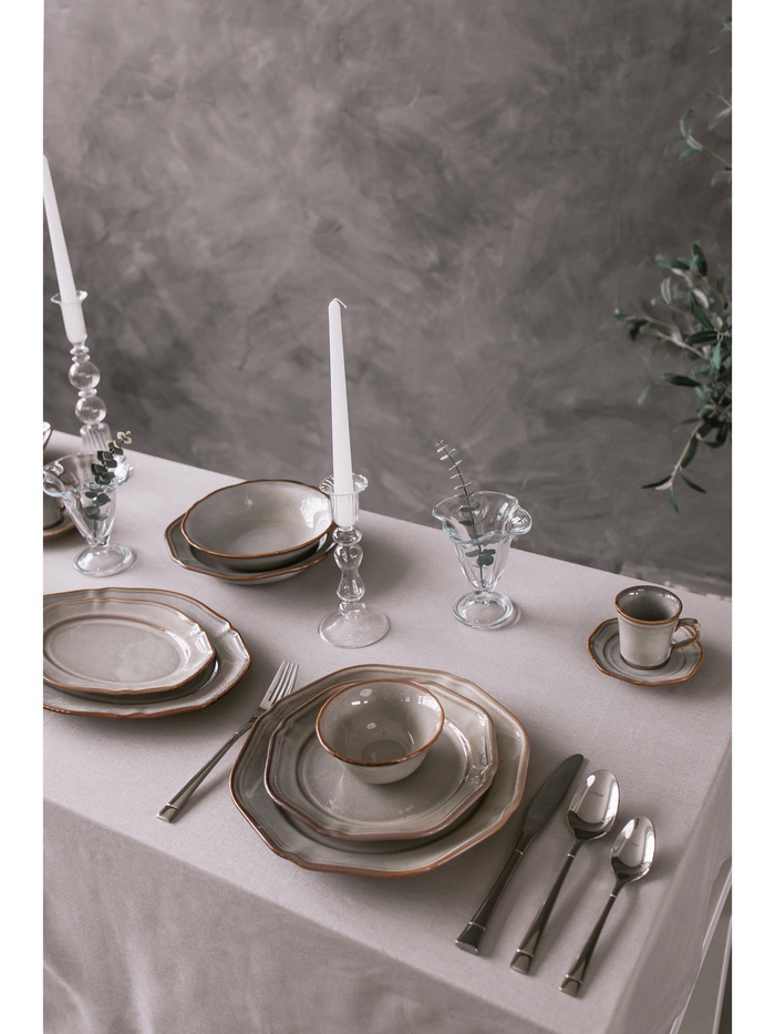 Тарелка глубокая Magistro Vintage, 420 мл, d=23 см, фарфор, серая - фото 114819237