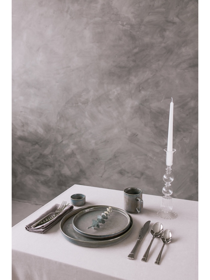 Тарелка Magistro Shadow, d=26.5, с бортом 2.5 см, фарфор, серая - фото 114819248