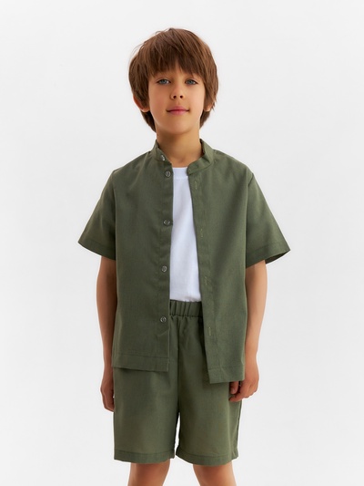 Комплект (рубашка и шорты) для мальчика MINAKU, цвет хаки, рост 140 см