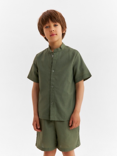 Комплект (рубашка и шорты) для мальчика MINAKU, цвет хаки, рост 140 см