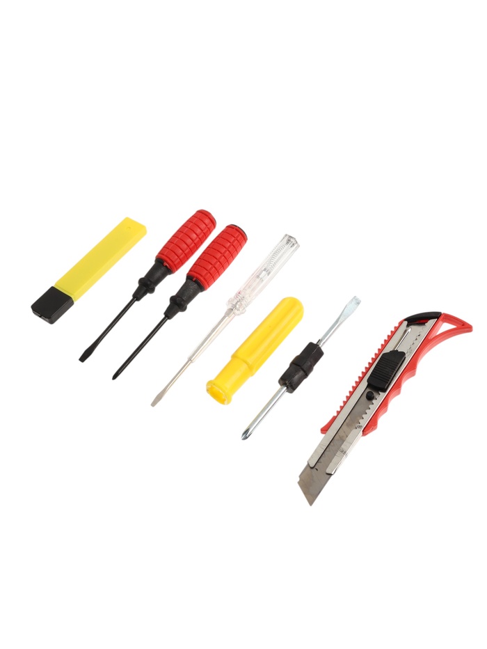 Набор инструментов в блистере ЛОМ, нож, отвертки PH1 и SL5, 2 в 1, индикаторная, 5 шт. - Фото 1