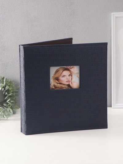 Фотоальбом на 500 фото 10×15 см «Греческий узор», кожзам, синий, в коробке, 5.5×32.5×34 см