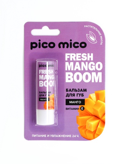Бальзам для губ питание и увлажнение, с ароматом манго, PICO MICO, 3.5 г