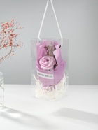 Букет из мыльных лепестков для ванны «Роза подарочная в коробке», фиолетовый, 8.6×8.6×18.5 см - Фото 2