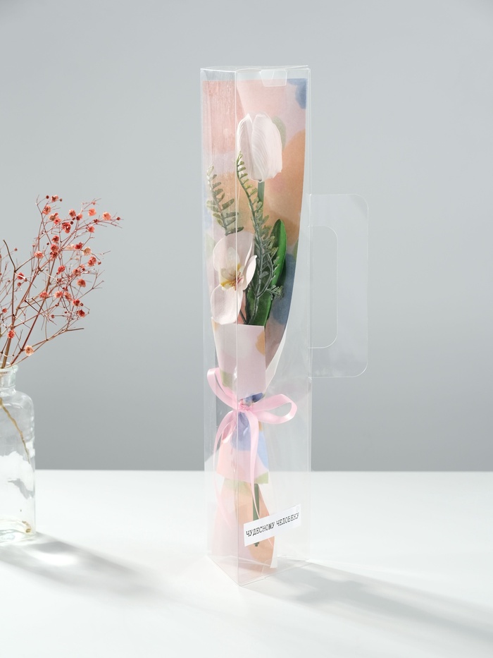 Букет из мыльных лепестков для ванны «Тюльпан с орхидеей», подарочный, нежно-розовый, 8.5×7.4×38.6 см - Фото 1