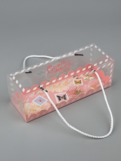 Коробка под зефир c ручками «Цветочная почта», 22.5×7.5×7.5 см, кондитерская упаковка