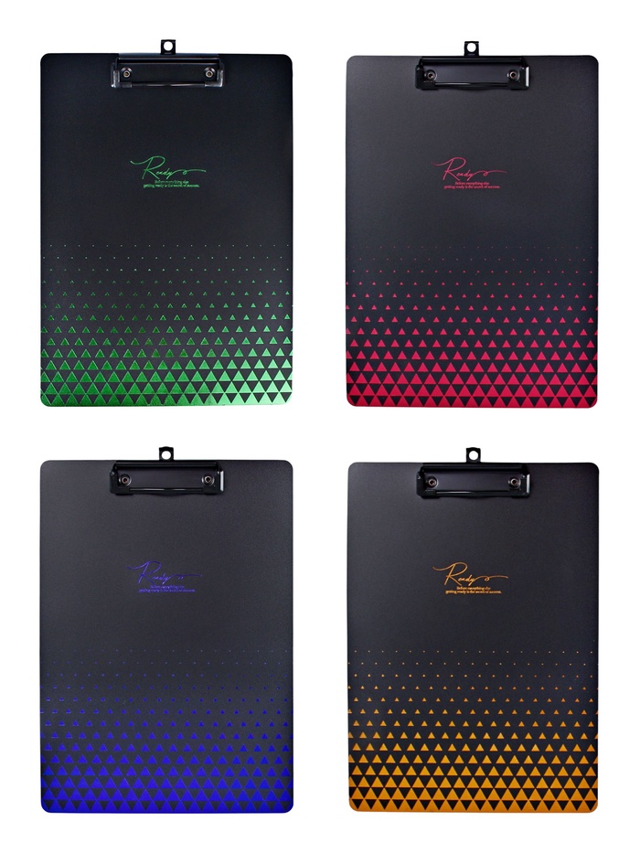 Планшет с прижимом формат А4 пластик 1600 мкр, Черная с металлизированной отделкой МИКС - Фото 1