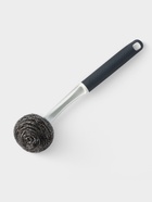 Щётка для мытья посуды с металлической губкой Raccoon Breeze, удобная ручка, 30×6 см - Фото 3