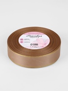 Лента репсовая, с золотым люрексом, 25 мм, 23±1 м, бежевая №173 - Фото 3