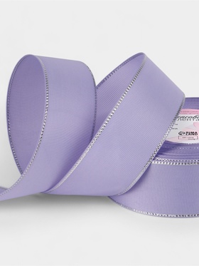 Лента репсовая, с серебряным люрексом, 40 мм, 23±1 м, сиреневая №021