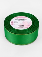 Лента репсовая, с золотым люрексом, 40 мм, 23±1 м, зелёная №019 - Фото 3