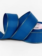 Лента репсовая, с золотым люрексом, 40 мм, 23±1 м, синяя №040 - Фото 2