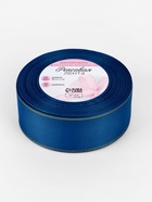 Лента репсовая, с золотым люрексом, 40 мм, 23±1 м, синяя №040 - Фото 3