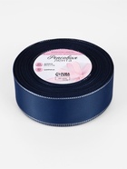 Лента репсовая, с серебряным люрексом, 40 мм, 23±1 м, тёмно-синяя №038 - Фото 2