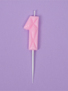 Свеча для торта «Цифра 1», светло-розовая (комплект 3 шт)