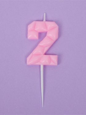 Свеча для торта «Цифра 2», светло-розовая (комплект 3 шт)