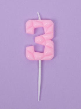 Свеча для торта «Цифра 3», светло-розовая (комплект 3 шт)
