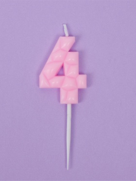 Свеча для торта «Цифра 4», светло-розовая (комплект 3 шт)