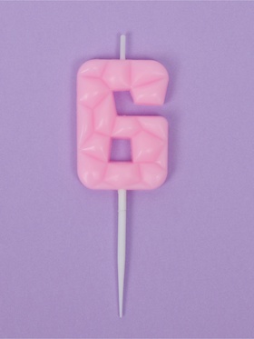Свеча для торта «Цифра 6», светло-розовая (комплект 3 шт)