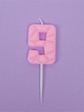 Свеча для торта «Цифра 9», светло-розовая (комплект 3 шт)