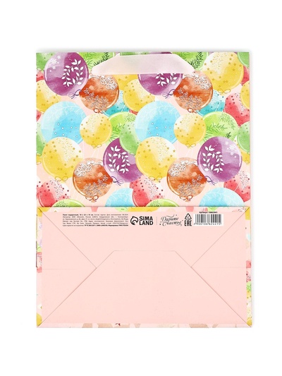 Пакет подарочный, упаковка, «С Днём рождения», частичный лак, MS 18 х 23 х 10 см