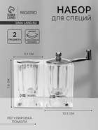 Набор для специй Magistro Glace, 2 предмета: мельница с ручкой, солонка, акрил, прозрачный - Фото 1