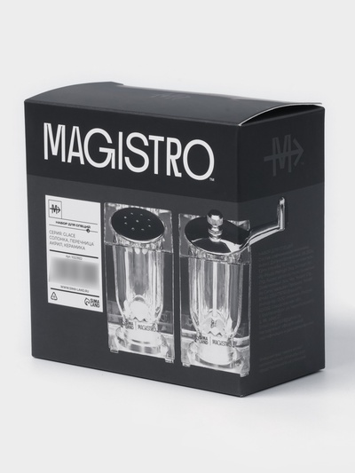 Набор для специй Magistro Glace, 2 предмета: мельница с ручкой, солонка, акрил, прозрачный