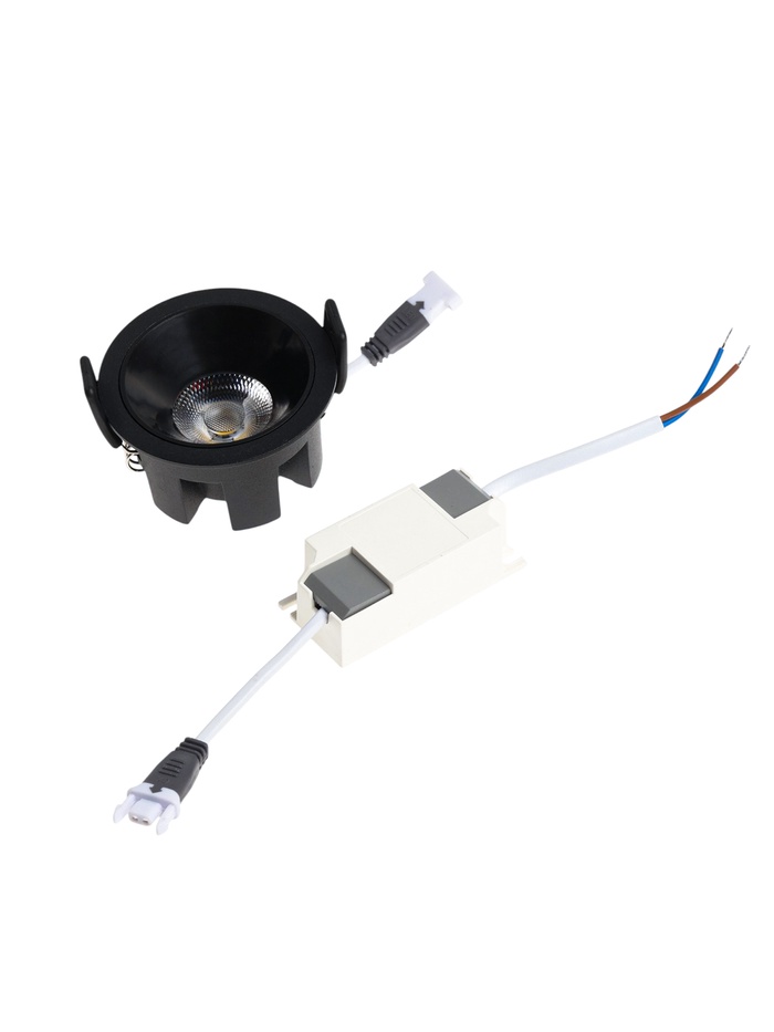 Светильник светодиодный, встраиваемый, 6 Вт, 4000К, с драйвером, D65, чёрный - Фото 1