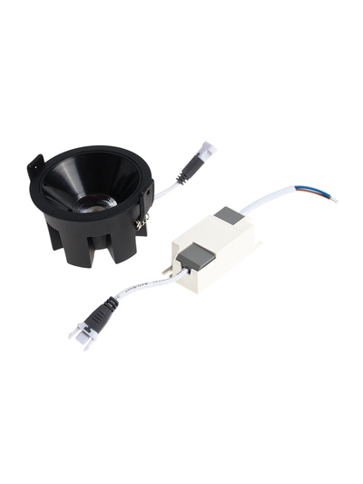 Светильник светодиодный встраиваемый, 12Вт, 4000К, с драйвером, D65, черный